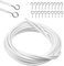 10 Metros Cable de Cortina Blanco, Alambre para Cortina, Gusanillo para Cortinas, Alambre Cortinas Cuerdas Cortinas con 20 Piezas Ganchos Atornillables para Cortinas