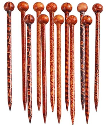 SM SunniMix 12 Blumendruck Holz Haarstäbchen Natürliche Sandelholz Haarnadel Haarschmuck Haar Essstäbchen Japanisch für Frauen 130 Mm Länge