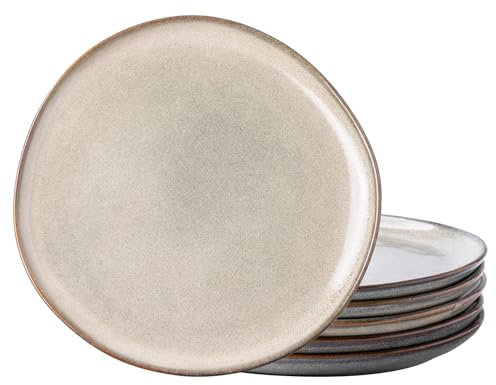 AmorArc Set di piatti in ceramica fatti a mano da 15,2 cm, realizzati a mano, in gres, per dessert, insalata, antipasti, piccoli piatti piani, adatti al microonde e alla lavastoviglie, resistenti ai