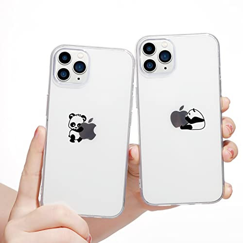 Yoedge 2 Stück Durchsichtig Hülle für iPhone 11 Pro 5,8, Transparent Handyhülle mit Aesthetic Motiv Mode Chic Muster, Ultra Dünn Weich Klar Silikon TPU Stoßfeste Bumper Schutzhülle für Mädchen, Panda