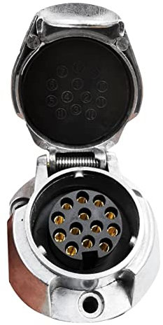 Enchufe de Remolque, Enchufe de Remolque Plateado de 13 Pines Conector de Remolque Hembra de Aleación de Aluminio de 12 V para Caravanas de Remolque Estándar de la UE