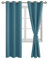 JIUZHEN Blickdicht Vorhänge Gardinen Ösenvorhang für Schlafzimmer Wohnzimmer, Verdunkelungsvorhang mit Vorhang-Krawatten, Türkis, 2 Stück, 228x117cm(HxB)