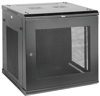 Tecmojo Elite Collection 12U Wall Mount Server Cabinet IT Network Rack Enclosure Lockable Mesh Door and Side Panels, 23.6inch Depth Black, PDU, Media, Switch Storage