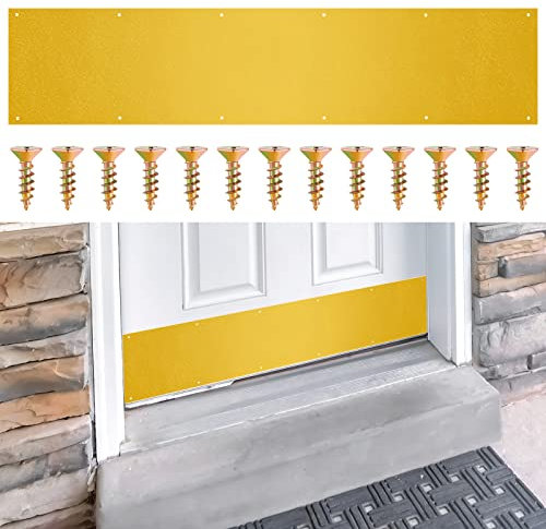 Dunzy 8 x 34 Inches Door Kick Plate for Exterior Suitable for 34 Inch Doors Aluminum Kick Plates with 12 Pcs Screws for Wood Metal Interior Exterior Anti Scratch Protection Brass Color