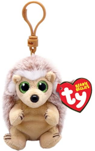 TY Beanie Bellies Clips Ring für Schlüssel aus Plüsch, Bumper der Igel mit den grünen Glitzeraugen, die Plüschtiere mit weichem Bauch 12 cm T43114