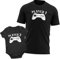 Purple Print House Matching Father and Son T Shirt and Babygrow Set Daddy Fathers Day Gaming Gift, 3-6 Months, Black