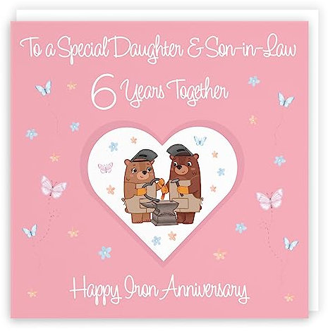 Hunts England - Daughter & Son-in-Law 6th Anniversary Card - 6 Years - Iron Anniversary - Romantic Meadows - Fun Card - Sixth Anniversary Card For Daughter And Son-in-Law