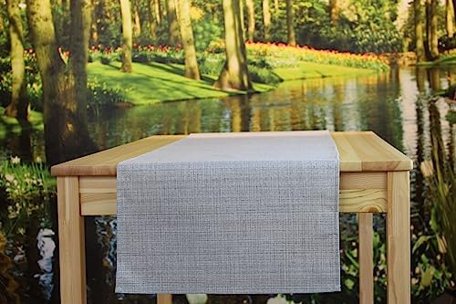 KAMACA Outdoor Tischdecke für innen und außen Gartentischdecke Moderne Textile Decke für das ganze Jahr fleckabweisend schmutzabweisend unifarben (grau Leinenoptik, Tischläufer 40x150 cm)