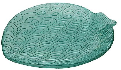 Keyhomestore - Lot de 2 assiettes en forme de poisson, fabriquées en verre, couleur verte, effet transparent, idéal comme assiettes pour aliments et centres de table décoratifs. Idée cadeau et