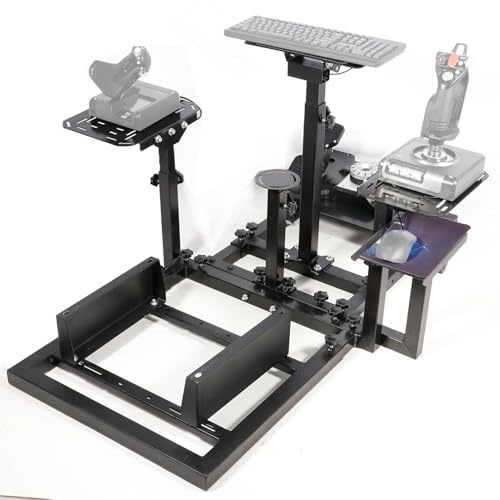 Minneer Racing Simulator Cockpit Frame (50mm round tube) with Monitor Stand Fit for Logitech Thrustmaster Fanatec G29 G920 Race Professional Immersive Racing Cockpit Without Wheel Pedal and Handbrake