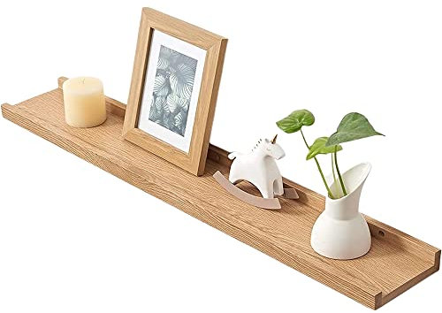 Gieanoo Bilderleiste Holz,120cm Eiche Wandregal Holz Regal Massiv Schweberegal gewürzregal regalbrett Hängeregal Ideal für Wohnzimmer Schlafzimmer Badezimer