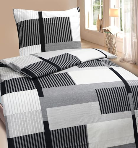 MB Warenhandel24 Bettwäsche Winter Biber 100% Baumwolle Feinbiber 135x200 + 80x80 cm 2-4 TLG teilig mit Reißverschluss (Anthrazit, 2X ca. 135x200 cm 2X ca. 80x80 cm)