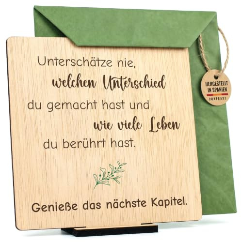 CONTRAXT Abschiedskarte aus Holz. Originelles Geschenk zur Verabschiedung von Kollegen, Chefs, Lehrern, Lehrerinnen, zum Schulabschluss und Abschlussfeiern (Abschied)