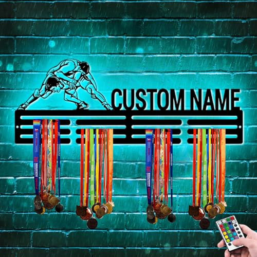 Personalizzabile Espositore Porta Medaglie Wrestling - Gancio Con Nome Personalizzato per Premi e Nastri - Regalo per Giocatori