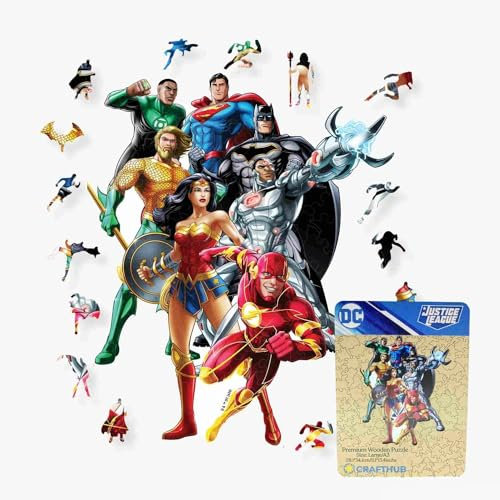 Crafthub Premium Holzpuzzle für Erwachsene & Kinder – A3 Marvel Puzzle – 120 Teile – Legenden der Gerechtigkeitsliga – Hochwertiges Holz mit UV-Druck – Puzzle Erwachsene – 28,1cm x 34,1cm