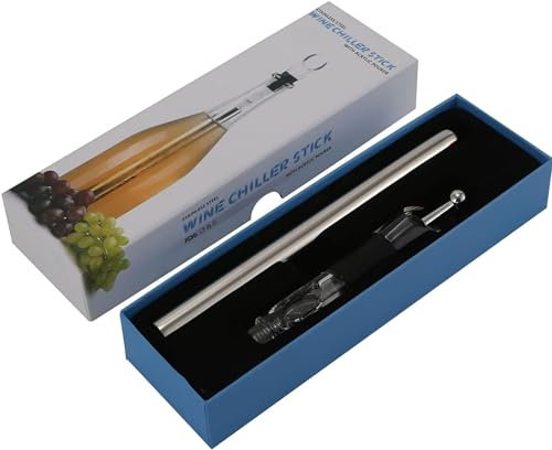 YUETTYYWine Cooler,Wine Chiller,Stainless Steel Wine Pouer and Chill Rod,Wine Bottle Cooler Stick with Aerator Pourer