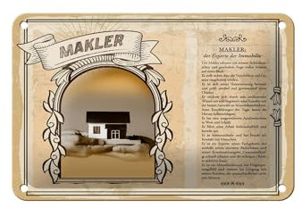 FEMER Blechschild Berufe 18x12cm Makler Experte für Immobilie Dekoration