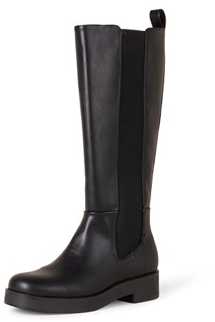 Amazon Essentials Stivali alti con soffietto Donna, Nero, 36 EU