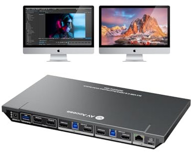 AV Access 4K KVM Switch Dock 3 PC 2 Monitors, 4K HDMI Dual Monitor,Type-C 65W Charging for Laptop, Ethernet, EDID, Hotkey Switch, USB-C,USB 3.0