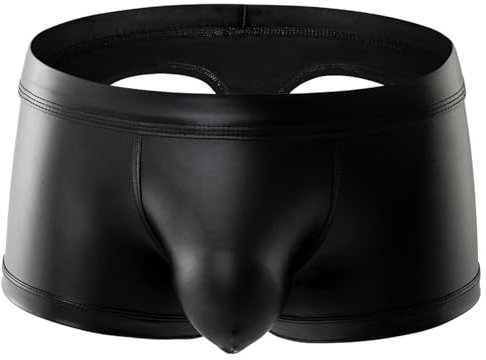 PIIKNUO Herren Boxershort Latex ähnliche Herren Wetlook Shorts Unterhose Herren Lack Leder Slips String Wetlook Reizwäsche Leder-Optik Boxer Shorts Wetlook Männer Unterwäsche(XL)