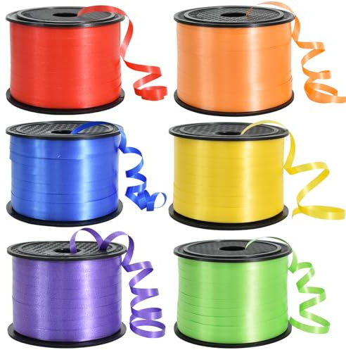 TONIFUL 550 Meters Geschenkband 6 Farben - 5mm Geschenkbänder luftballon schnur - luftballon band Luftballons Hochzeit Geschenkverpackung für Weihnachtsdeko, Geschenkverpackung