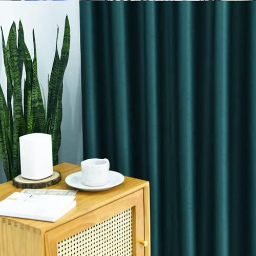 Whoiy Wohnzimmer Gardiene Dunkelgrün Polyester Marmor mit Ösen, Vorhänge Blickdichter Jacquard 2 Stück Vorhang für Schlafzimmer, 160x102 cm