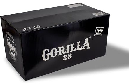 Gorilla Cube 28 mm - 20 kg | Nachhaltige Kokosnuss-Bio-Naturkohle mit Extrem Langer Brenndauer | Hochwertige Kokosnusskohle für Wasserpfeife & Grill