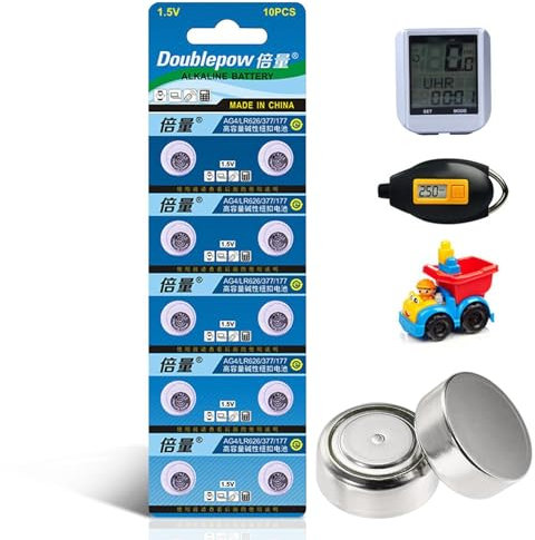 Piles pour Montres SR626SW | Piles Bouton | Assortiment de Piles de Montre 1,5 V | Lot de 10 Piles Bouton LR66 SR626SW LR626 AG4 377A pour chronomètre, jauge de Pression des pneus de Voiture