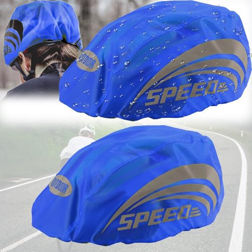 Mikqky 2 Stück Fahrradhelm Regenschutz Reflektierend, Universeller Helm-Regenschutz, Helmüberzug Fahrradhelm Wasserdichter, Wasserdichter Helmüberzug, Regenschutz Fahrradhelm Für Alle Helme(Blau 80cm)