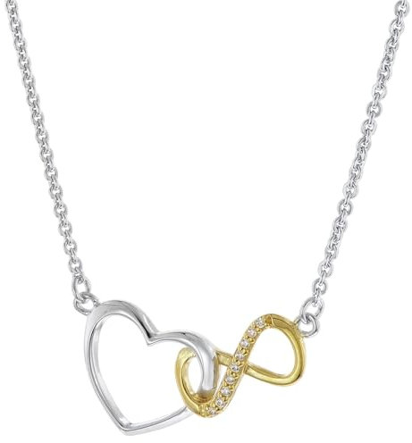 trendor Damen-Halskette 925 Silber mit Herz und Unendlichkeitszeichen modisches Schmuckstück für Frauen, elegante Geschenkidee und schönes Accessoire 68358