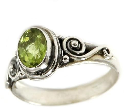 SILVERNROCK Peridot facettiert Edelstein 925 Sterling Silber Bandring Herren- und Damenbandring Alle Größen Geschenkartikel Handgefertigter Schmuck ERG-192D_75 (23.9)