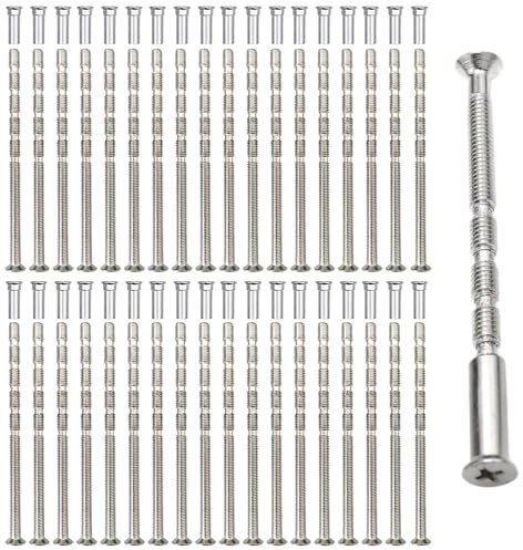 PGKDYC 37Pcs Door Handle Fixing Screws and Sleeves, M3 Through Bolts, Grub Screws for Escutcheons, Cabinet Drawers (Silver)