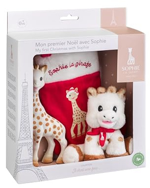 Sophie la Girafe Coffret Mon Premier Noël Cadeau Bébé Dès la Naissance | Jouet | peluche 14 cm | chaussette de Noël | éveille les 5 sens | cadeau Noël naissance | bébé fille garçon nouveau-né