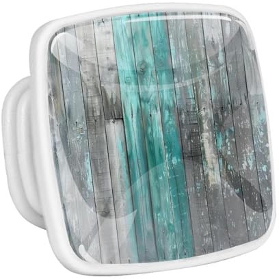 Schubladenknöpfe (Set mit 4 Stück) – Glas ABS fluoreszierend Schublade Kommode Türgriffe Kommode Knauf für Küche Badezimmer – (Türkis-Weiß-Farbverlauf)