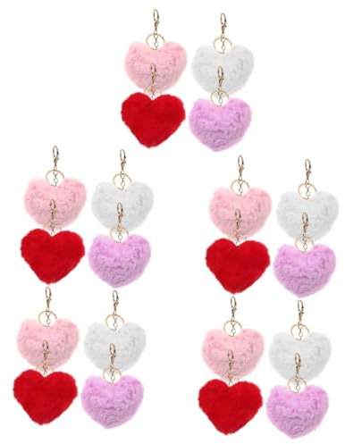 Holibanna 20pièces Porte-clés Forme De Cœur Peluche Assorties Pour Saint-valentin Pendentifs Pour à Main