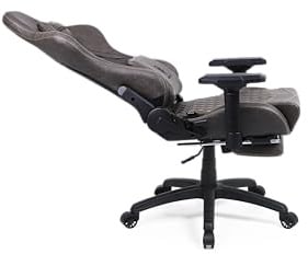 Dowinx Gaming Stuhl Bürostuhl Ergonomischer PC-Stuhl mit 4D Armlehnen und Massage Lendenwirbelstütze, Racing Stil PU Leder Hohe Rückenlehne Verstellbarer Drehsessel mit Fußstütze (Braun)