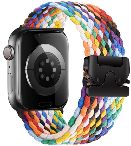 Geflochtenes Armbänder für Apple Watch 10 Armband 46mm 42mm 40mm 44mm 45mm 41mm 38mm 49mm,Elastisches Nylon Strap Fallschirmverschluss Band für Apple Watch SE/2 iWatch 9 8 7 6 5 4 3 Ultra/2 Apfelband