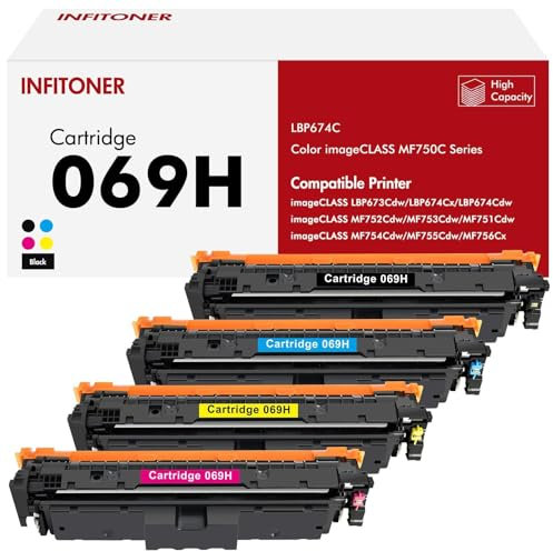 069H 069 Toner Set Kompatibel für Canon i-sensys mf752cdw imageCLASS MF754Cdw MF751Cdw MF753Cdw MF756Cx i-SENSYS LBP673Cdw LBP674Cdw LBP674Cx CRG-069H CRG-069 (Schwarz Cyan Magenta Gelb 4Pk)