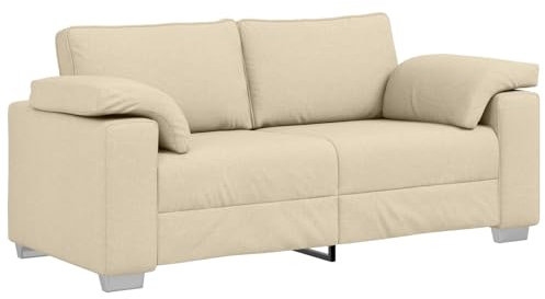 vidaXL Creme Gepolstertes DREI-Sitzer Sofa | Zeitgenössische Gemütliche Sitzgelegenheit | Texturiertes Material | Innengebrauch | Hält bis zu 3 Personen | Robuste Bauweise | Ideal für Wohnzimmermöbel