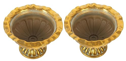 Vaguelly 2 Stück Vintage Blumentopf aus Eisen Goldfarbener Pflanztopf für Hochzeit Robust und Bruchsicher als Elegante Tischdeko für Festliche Anlässe