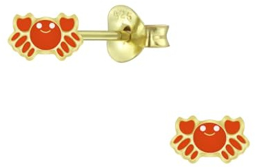 Monkimau Mädchen Ohrringe Crab | Ohrstecker aus 925 Sterling Silber | Kinderohrringe hypoallergen