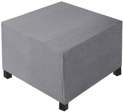AQIGR Hockerbezug Quadratisch 40x40 60x60 55x55 80x80 45x45 35x35 100x100 Elastischer Ottomane Schonbezug Abdeckung Überzug Hocker Protector Waschbar Hockerabdeckung(Hellgrau,L 75x W 75xH 45cm)