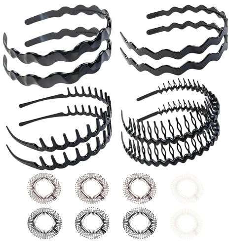 16 Pcs Zig Zag Headband, Sharks Tooth Plastic Headbands for Women's Hair, 90s Hair Band for Women and Mens