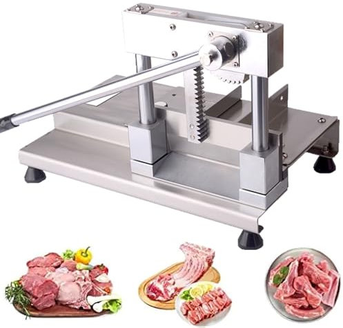 Manual Bone Meat Slicer with 25 cm Knife, Stainless Steel Bone Cutter Machine Rib Fish Chicken Beef Cutting Machine Chicken Cutting Machine for Home Cooking and Commercial
