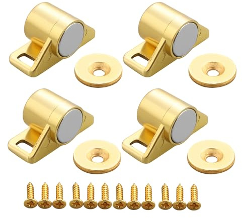 Mooche 4Pcs Magnetic Door Catch Golden, Strong Cupboard Magnetic Catches | Small Magnets Door Catch Magnetic Cabinet Closures for Wardrobe, Cabinet, Drawer, Kitchen Furniture, Louver, Closet