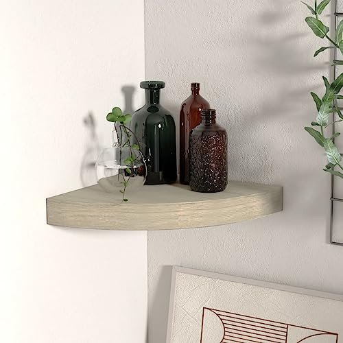 Owoxanthellate Eck-Schweberegal 25x25x3,8 cm Waben-MDF Eichefarben mit unsichtbarer Montage, Modernes Design & Robustes Material für Bücher, Deko im Wohnzimmer, Schlafzimmer und Flur