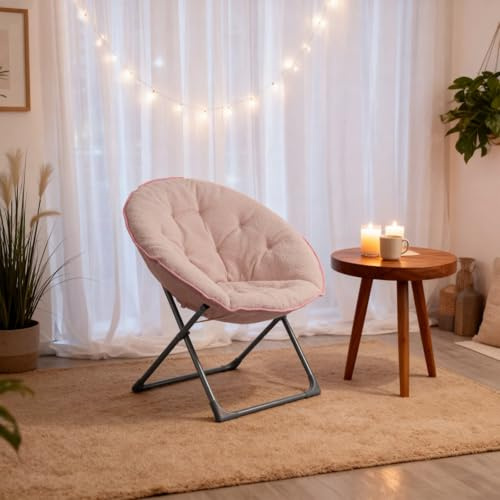 PUGSDRLY Chaise Pliante Doublée de Cachemire, Chaise Longue Portable et Pliable, Conçue de Manière Ergonomique pour Les Chambres à Coucher, Les Jardins et Les Cours (Rose)