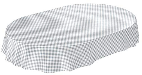 ANRO Wachstuchtischdecke Wachstuch Wachstischdecke Tischdecke Wachstuchdecke Karo Kariert Grau Oval 220x140cm