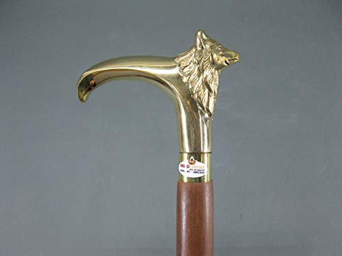 Gehstock Spazierstock Wanderstock Edelholz Messing Knauf Kapitänsstock 95 cm Walking Stick