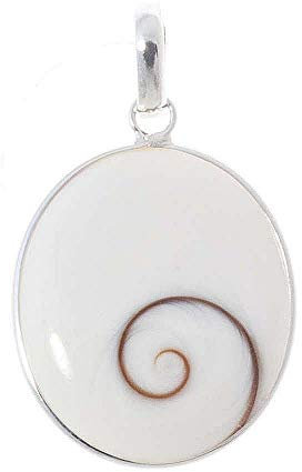 Muschel Schmuck (Anhänger) Muschel Kreiselschnecke Operculum Shiva Eye Anhänger 925er Sterling-Silber Modellnummer 1149